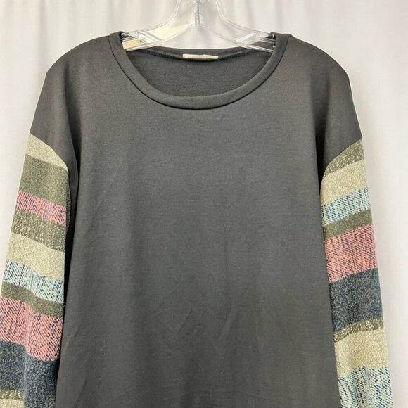 Les Amis Womens Sweatshirt Multicolor Mixed Print Long Sleeve High Low Stripes S - Picture 8 of 11